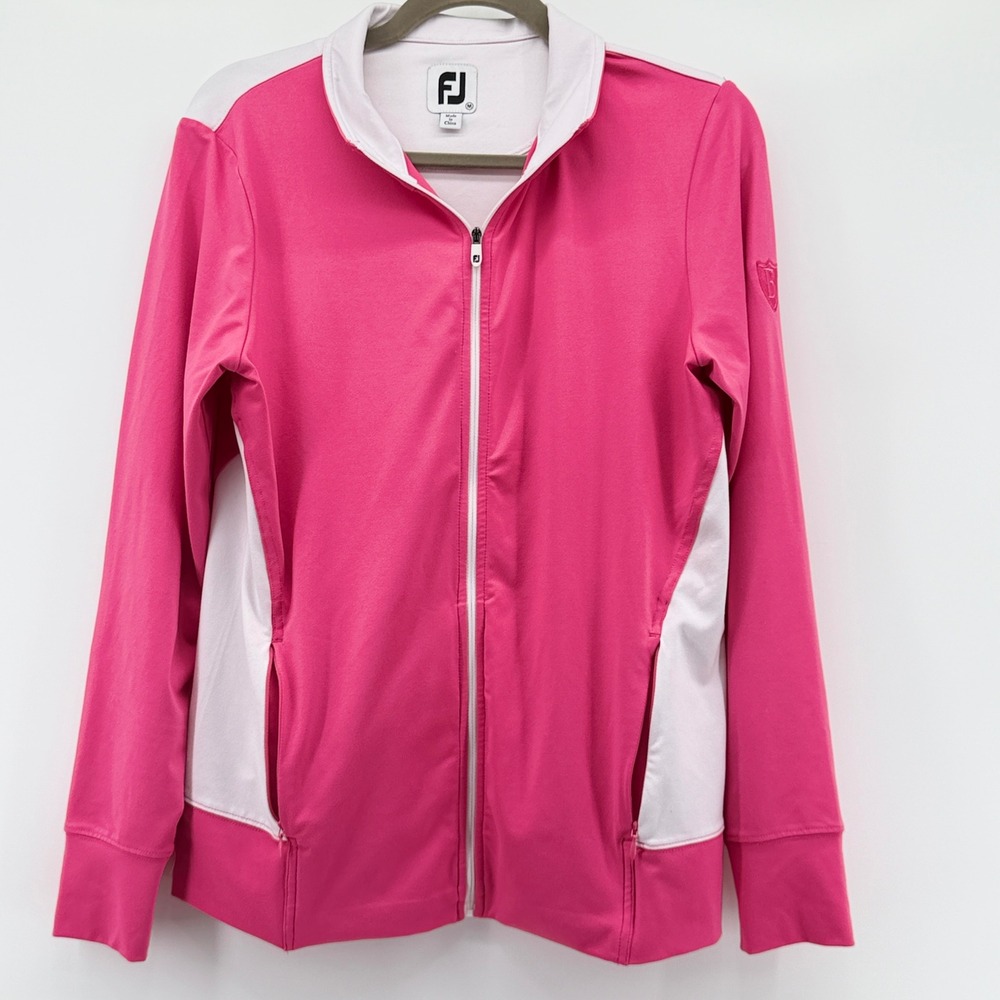FootJoy Women Pink White Colorblock Full Zip Golf Jacket Performance Size Medium